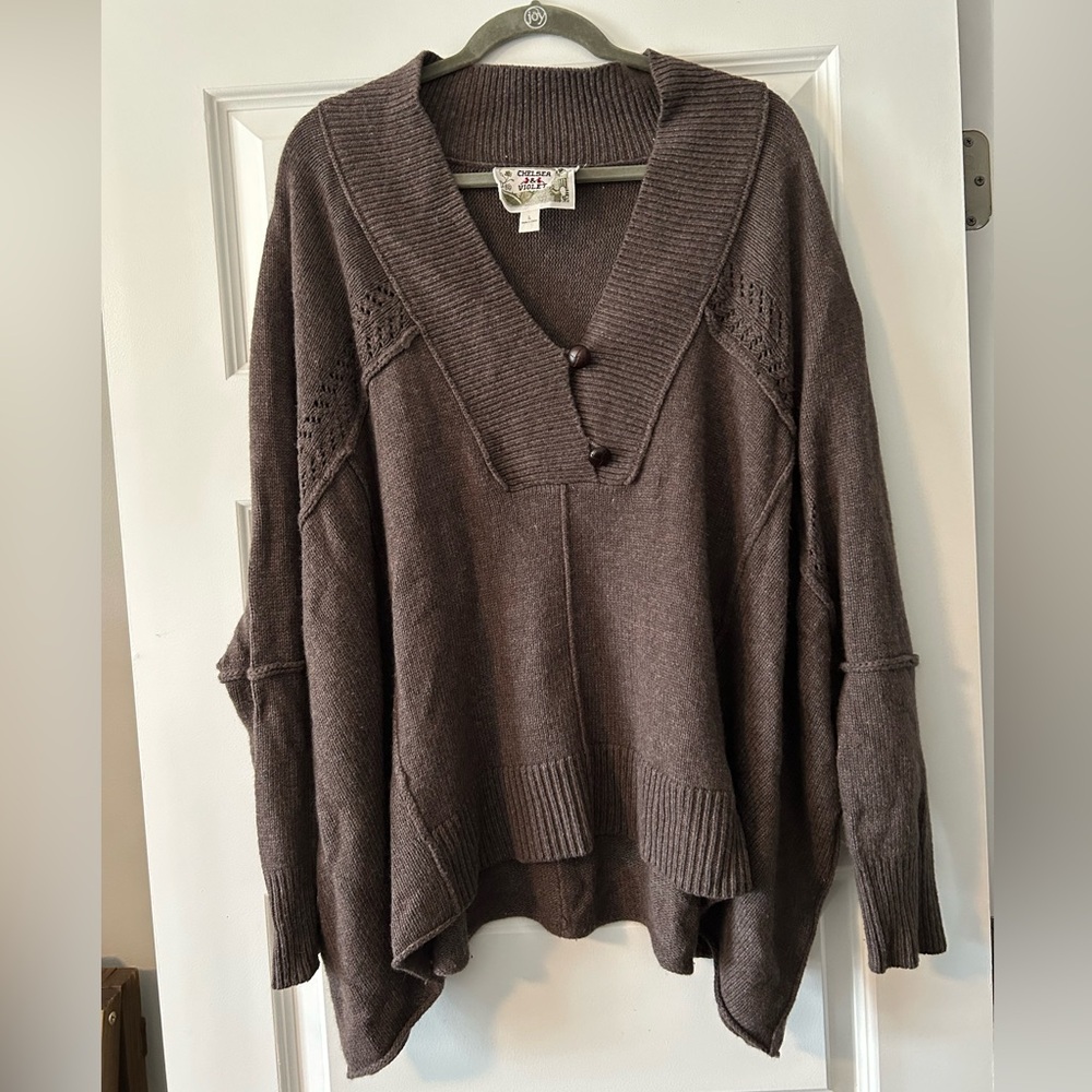 Chelsea & Violet Brown V-Neck Sweater with Relaxed Fit